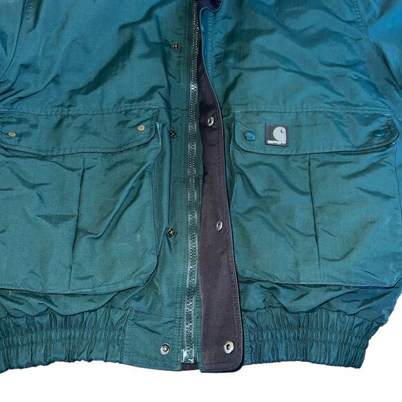 Vintage Carhartt workman's Nylon bomber style men's coat hunter green - Picture 9 of 11